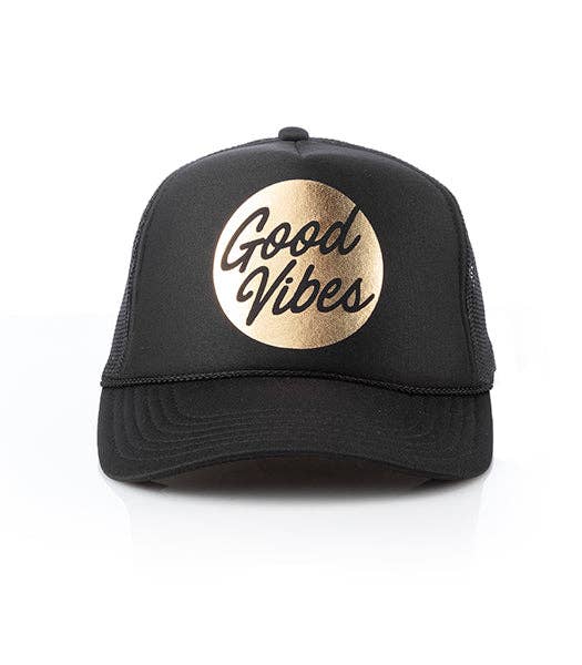 Good Vibes Trucker Hat: Black