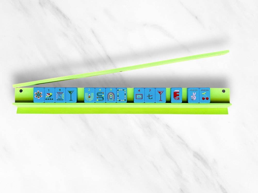 Mahjong Racks & Pushers (Set of 4): Aqua