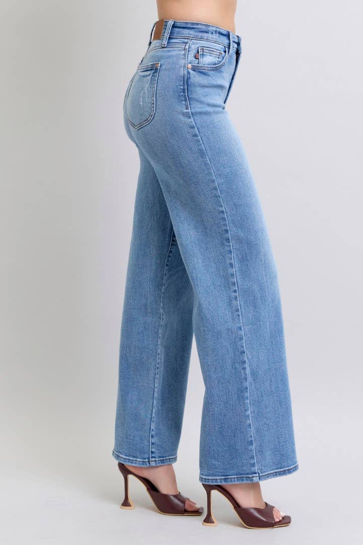 Judy Blue Vintage Wash Retro Wide Leg Jeans