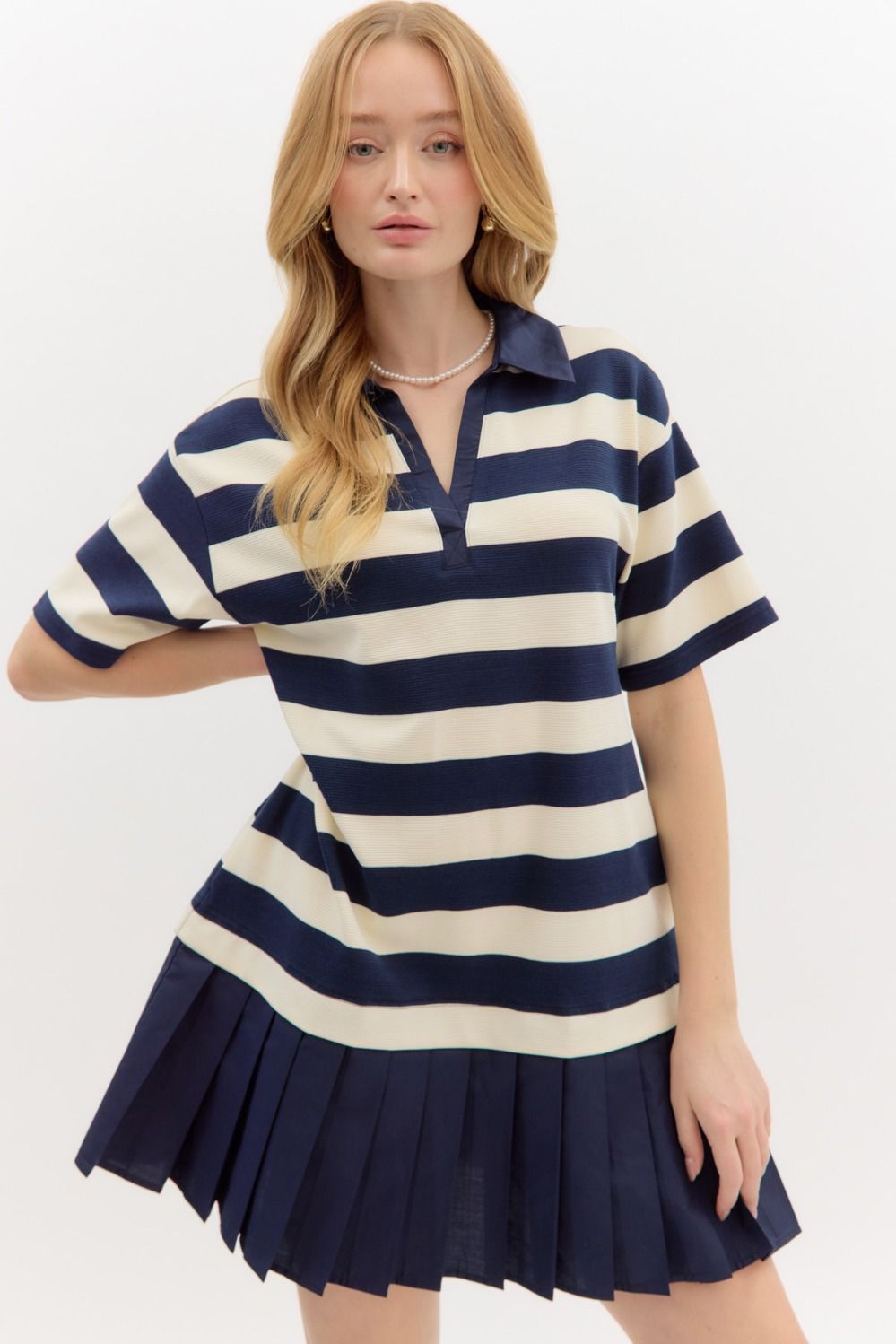 Sydney Striped Dress- Navy