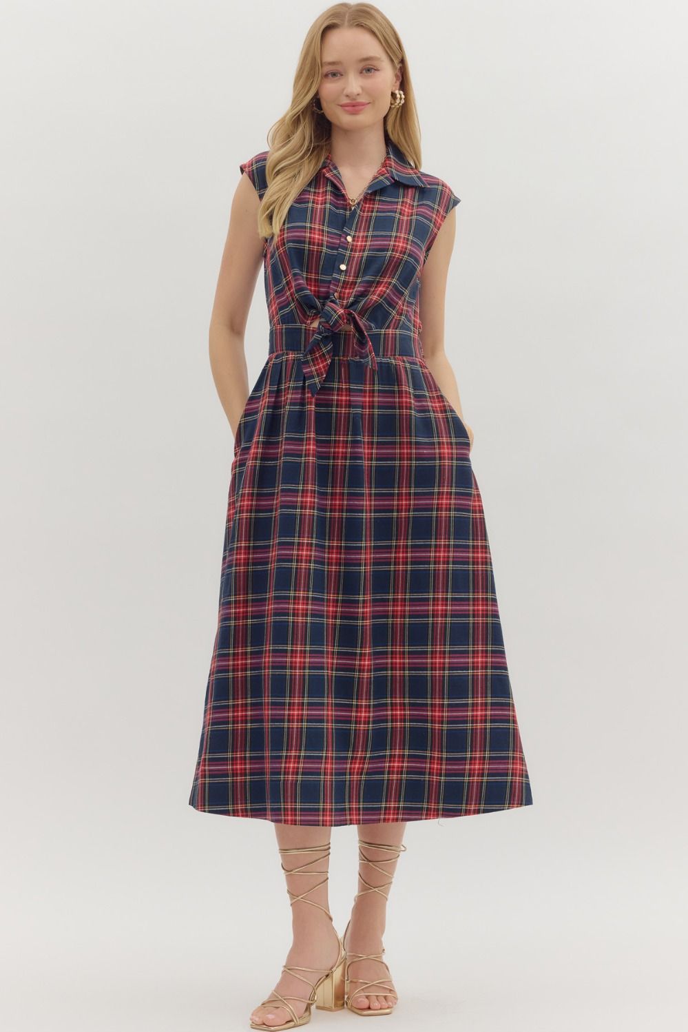 Sadie Plaid Midi Dress
