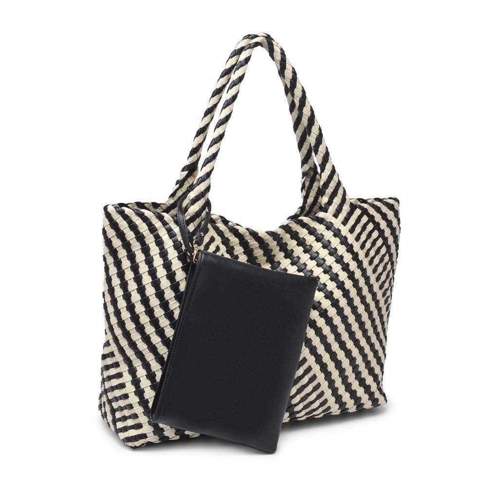 Solana Woven Tote: Chocolate Ivory