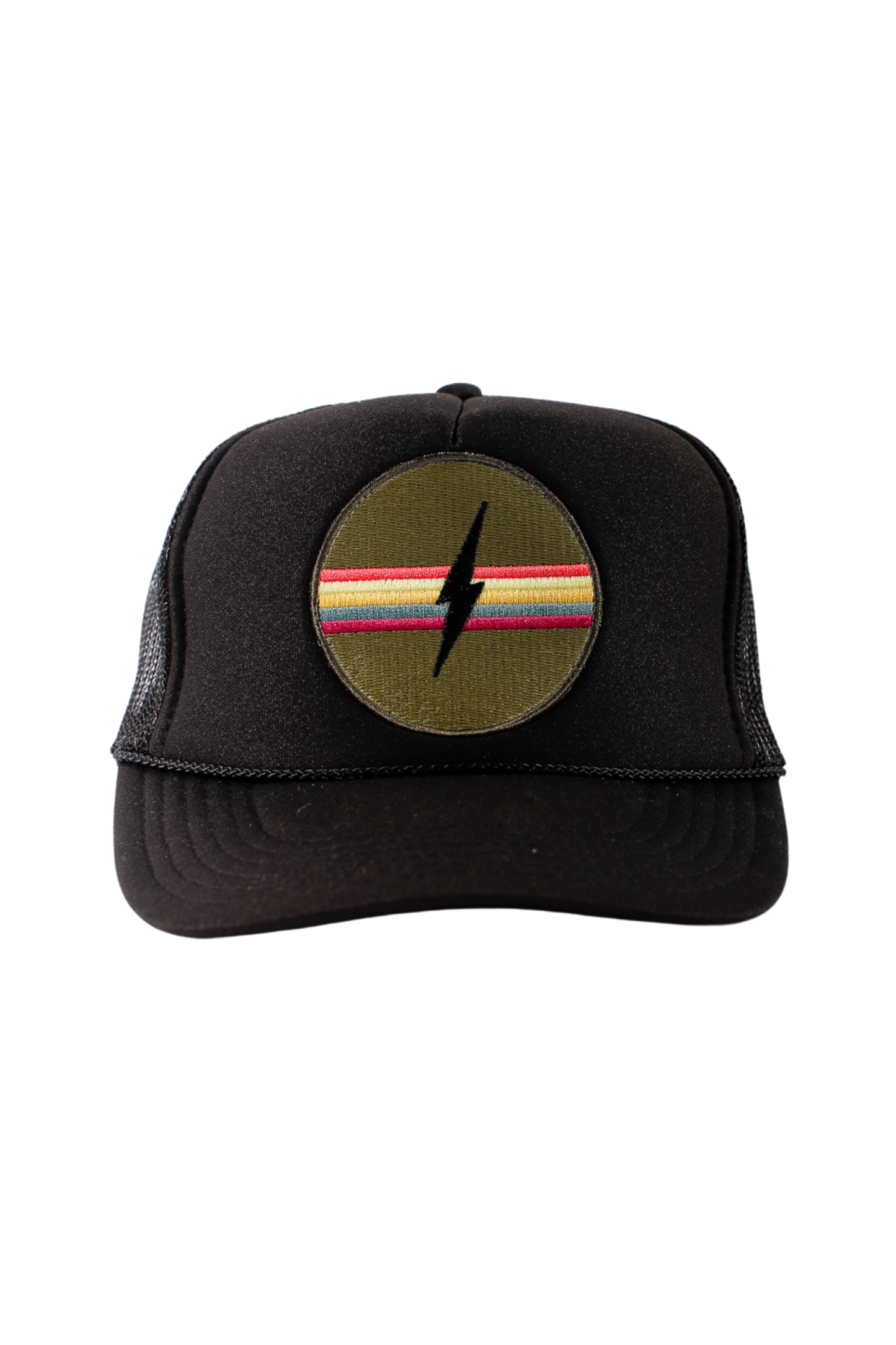 Electric Rainbow Trucker Hat: Black