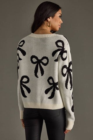 Bow Sweater: Cream/Black