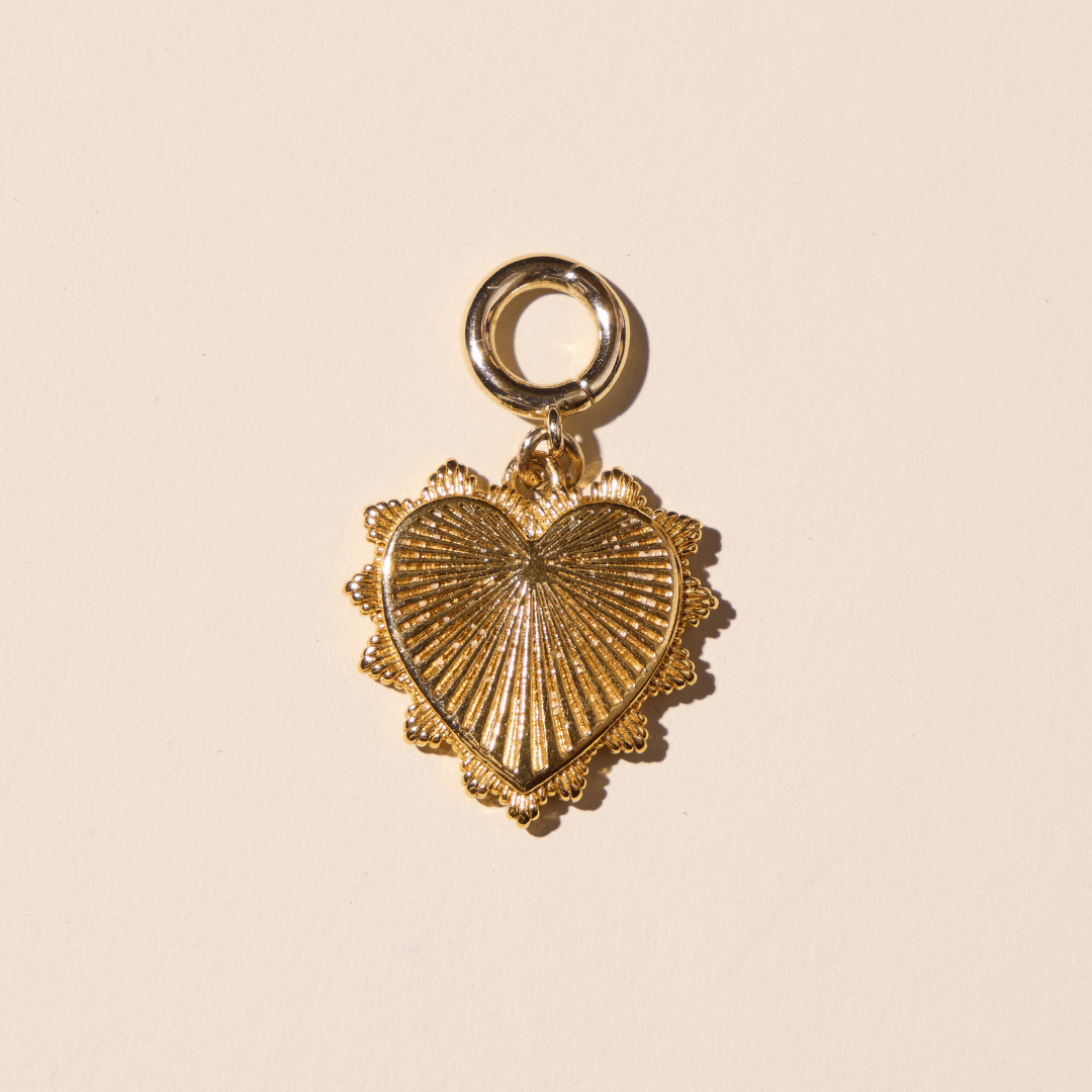 Burgundy Bandana Necklace: Clear Acrylic Heart Charm - Gold / Burgundy