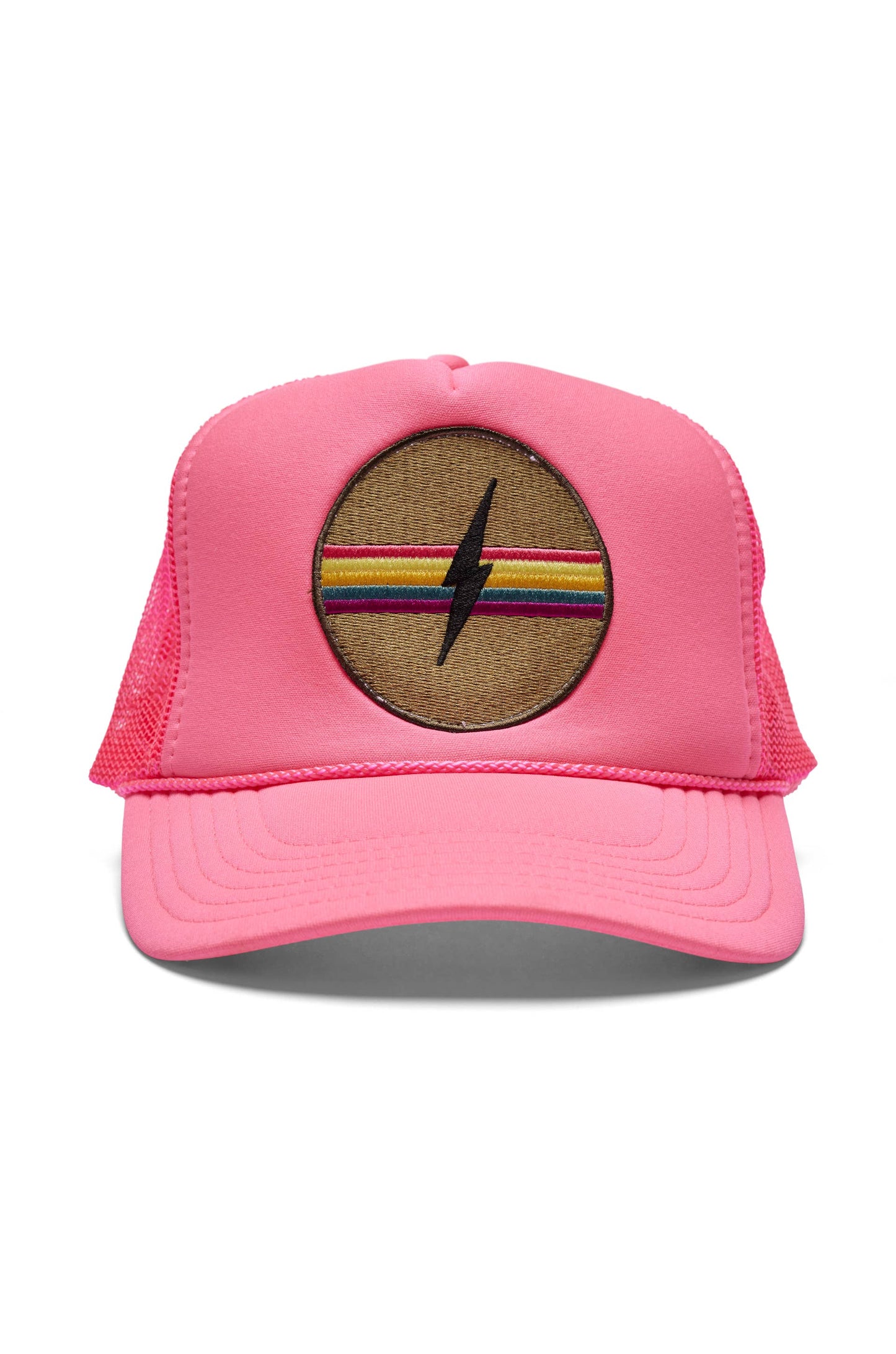 Electric Rainbow Trucker Hat: Pink