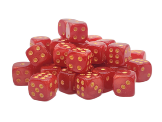 Old School 36ct 12mm D6 Dice Set: Pearl Drop - Red w/ Gold