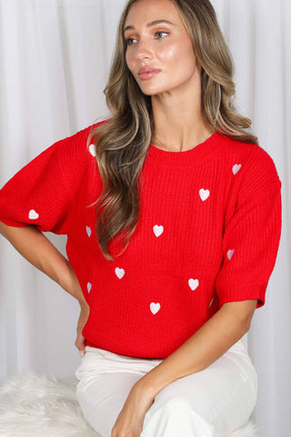 Windsor Heart Sweater: Red