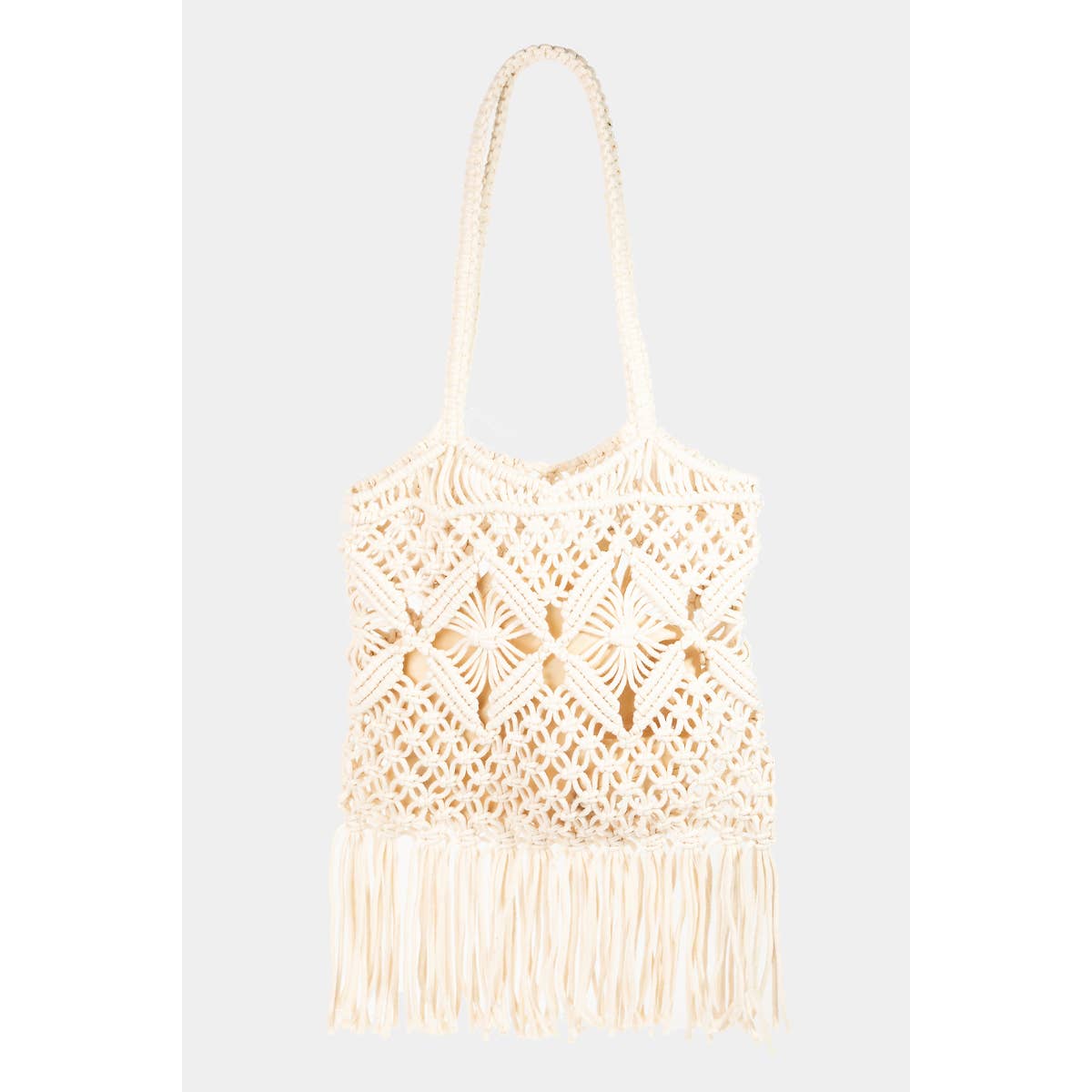 Intricate Woven Pattern Tote Bag: Khaki