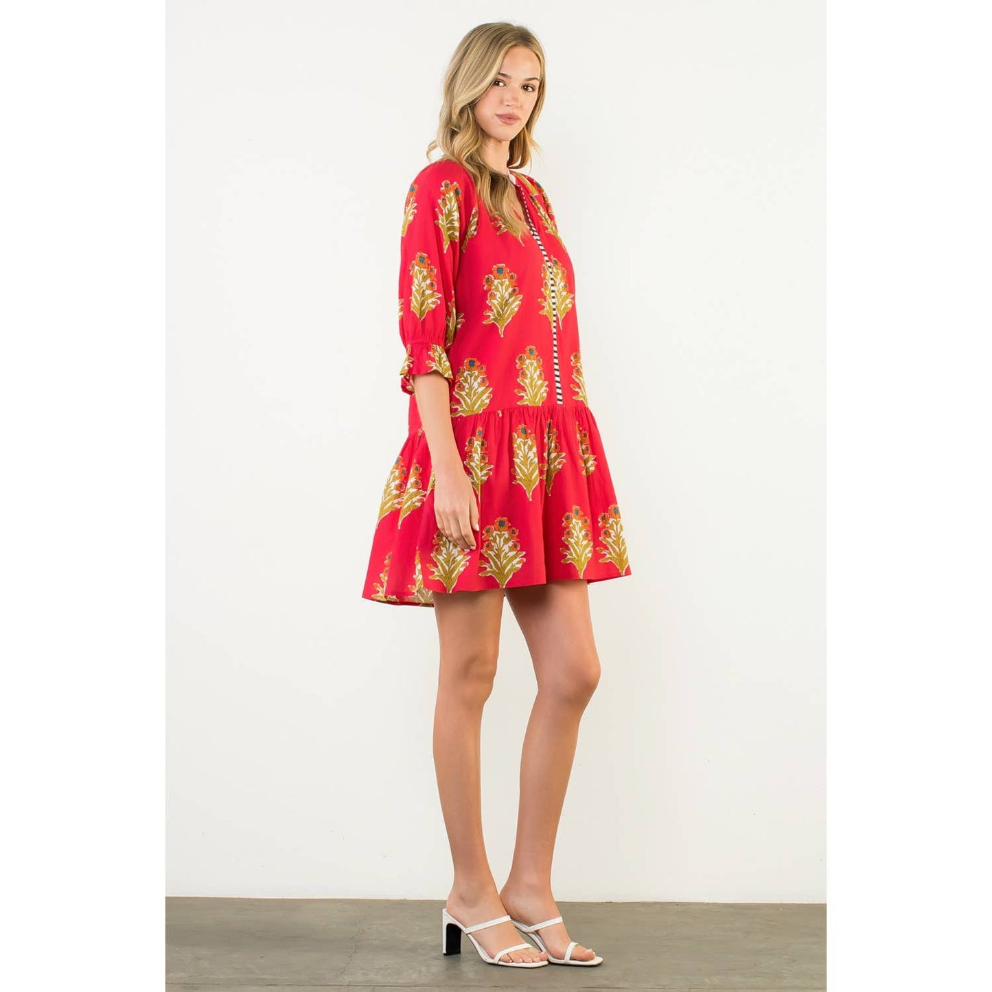 Ayla Floral Detailed V-Neck Dress