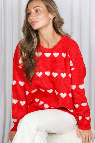 Sweet Hearts Sweater: Red