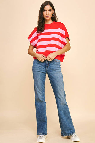 STRIPE SWEATER VEST - 4739WA: GREEN/MINT / L