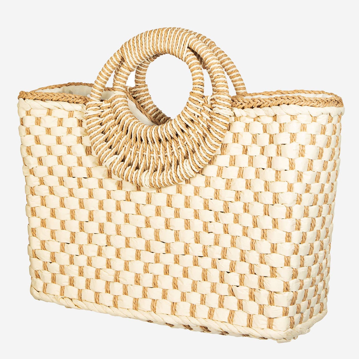 Basket Weave Rectangle Bag: TAN