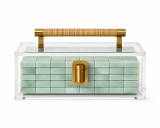 Tala Mahj Royal Palm- Mahjong Tile Display Case - Brass & Raffia