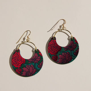 Red Midnight Floral Ninas: Gold