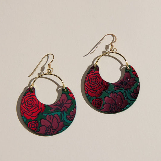 Red Midnight Floral Ninas: Gold