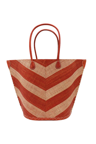 Santa Cruz Wide Stripe Chevron Large Straw Tote Bag: Denim Two Tone