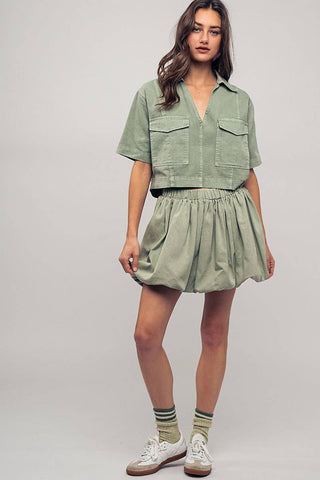 Pastel Collared Camp Shirt : ICE BLUE