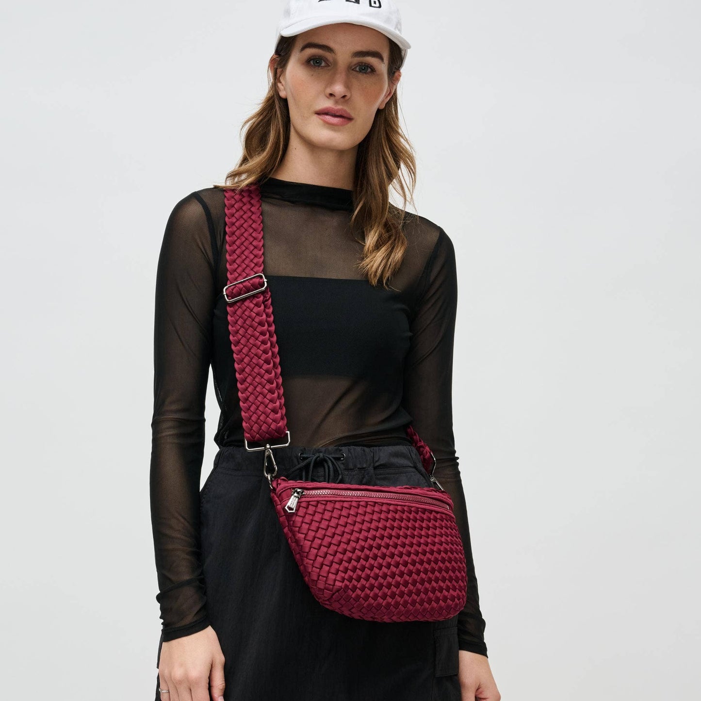 Ethereal - Woven Neoprene Crossbody Bag: Nude