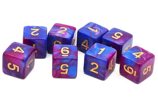 D6 8-Piece Dice Set - Vorpal - Lavender & Blue w/ Gold