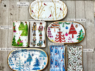 Christmas Ceramic Jewelry tray: Small / Watercolor Trees