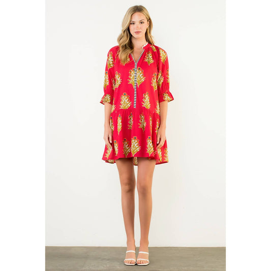 Ayla Floral Detailed V-Neck Dress