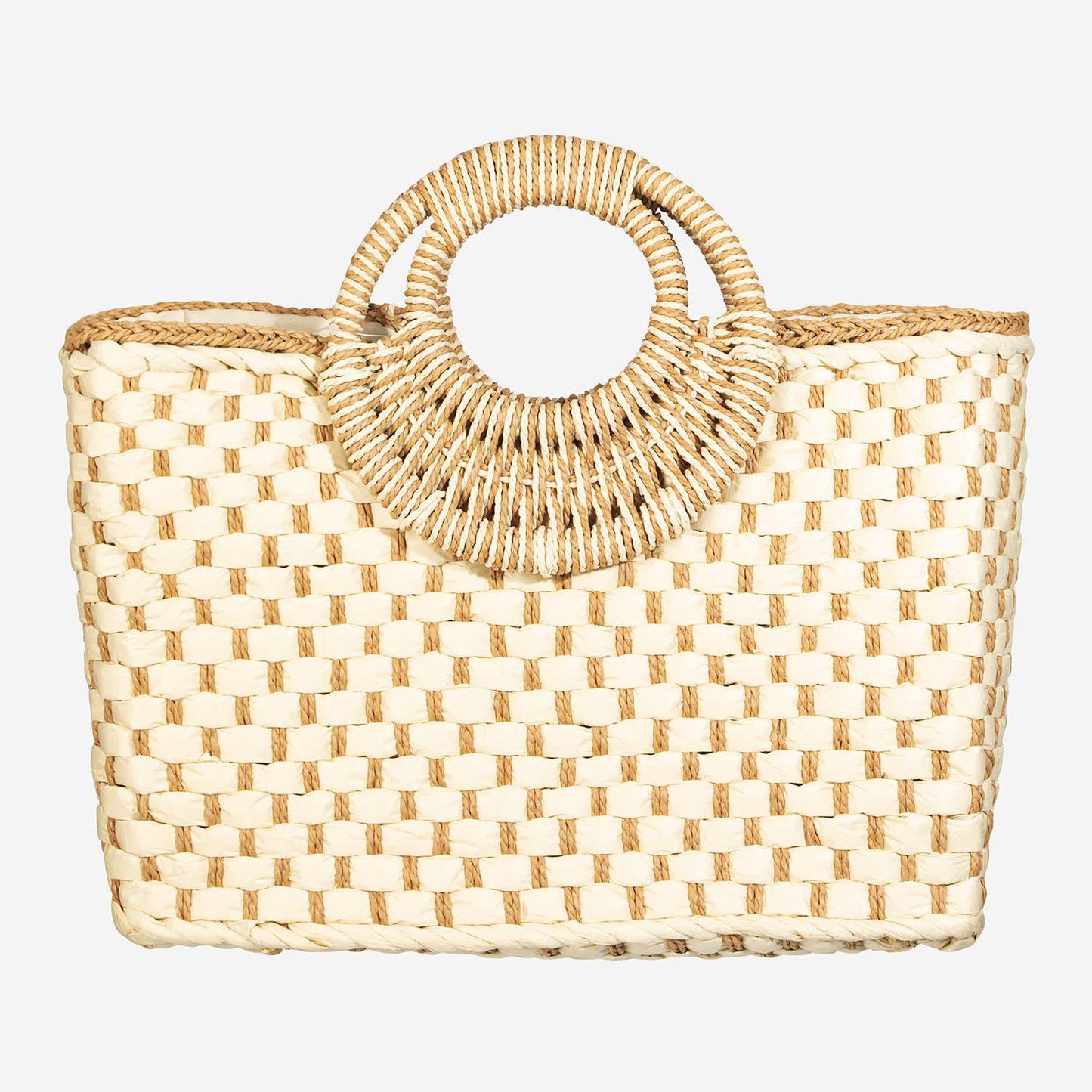 Basket Weave Rectangle Bag: TAN