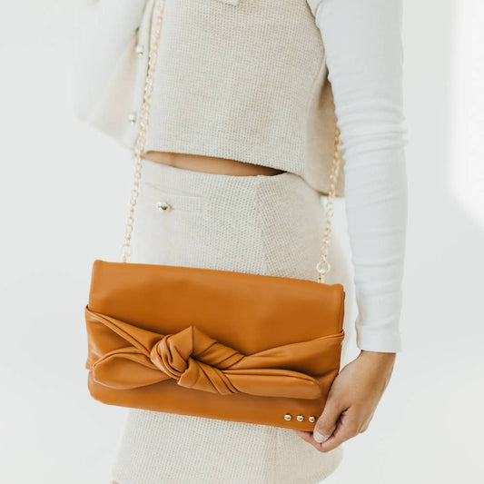 Billie Bow Clutch Crossbody Bag : Brown