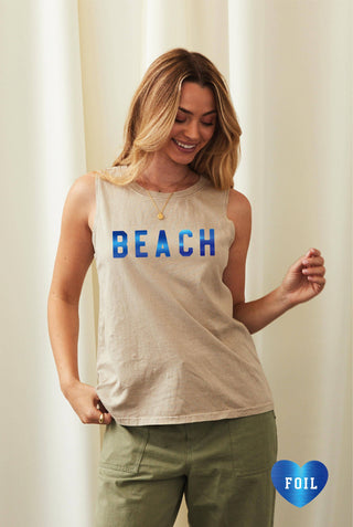 BEACH Foil Mineral Graphic Tank Top: MINERAL BLACK