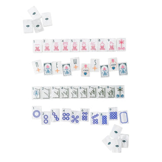 White Mother of Pearl Deco Mahjong Tiles