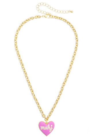Mahj Enamel Heart Necklace in Lilac