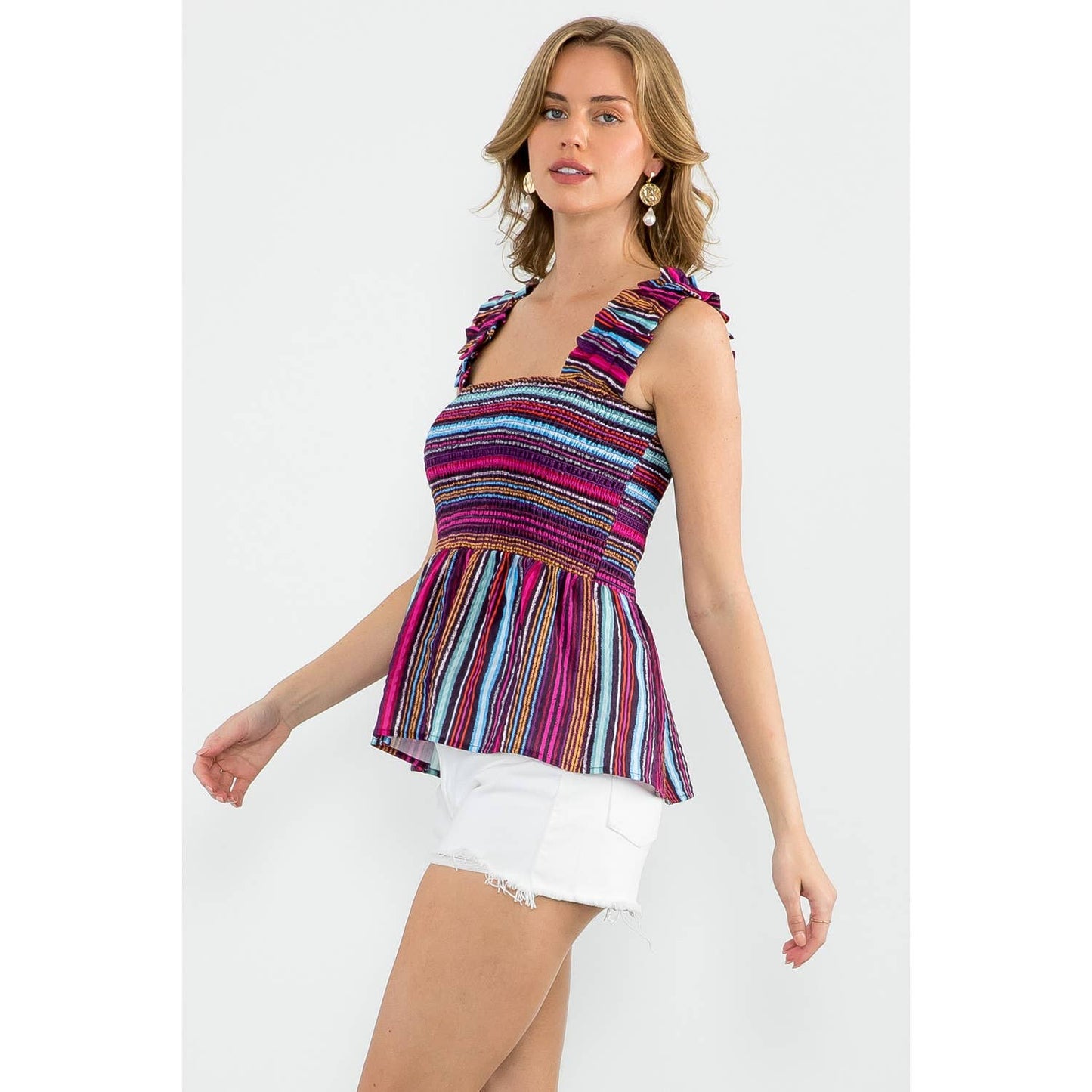 Striped Smocked Top