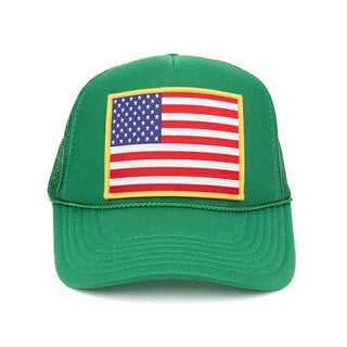 American Flag Patch Trucker Hat: Red White & Blue