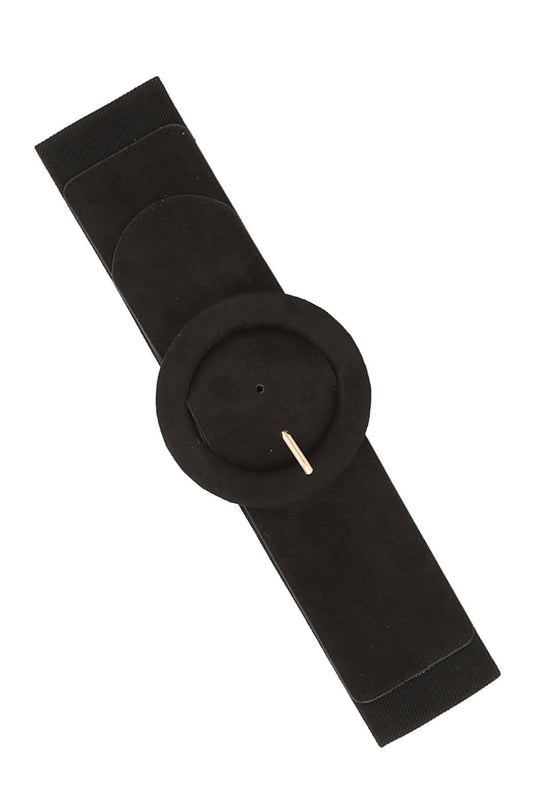 Two Tone Suede Feel Elastic Belt: BLACK