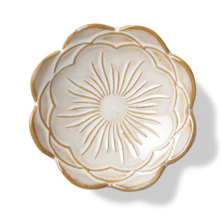 Mum Flower Trinket Dish White Stoneware Everyday