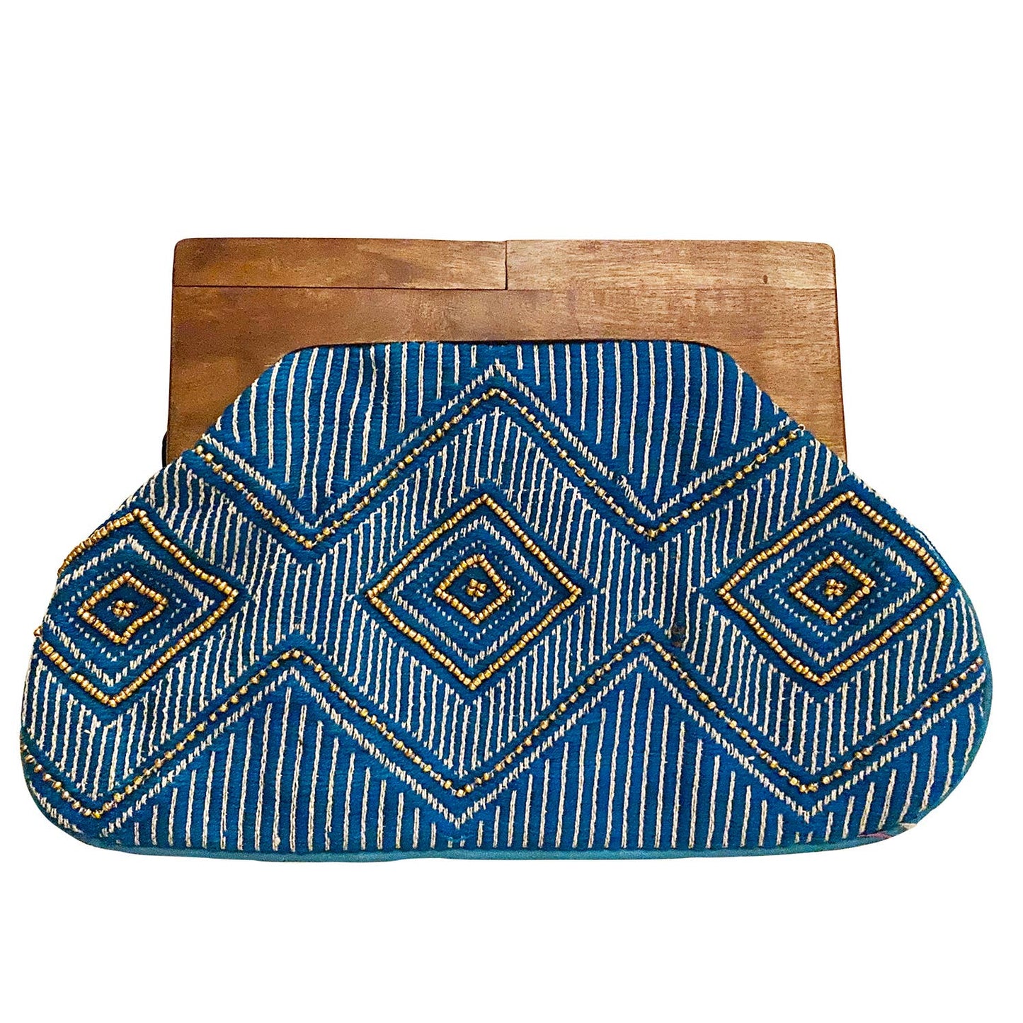 Allison Beaded Clutch Bag with Wooden Handle