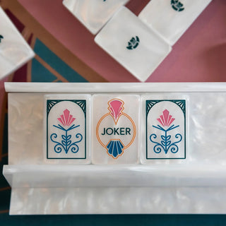 White Mother of Pearl Deco Mahjong Tiles