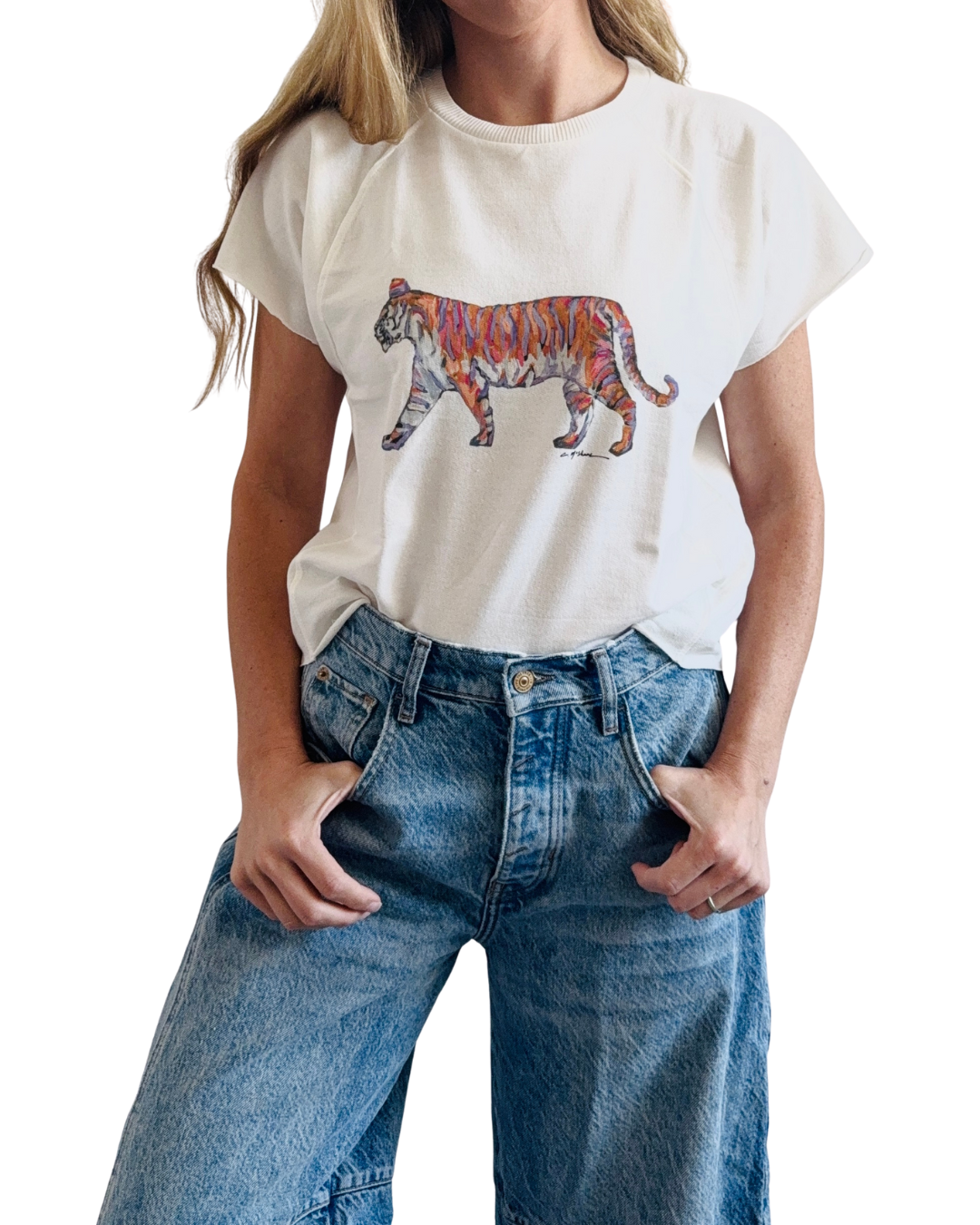 "Tiger Purple & Orange Standing" Edgy Shirt : Small (single)