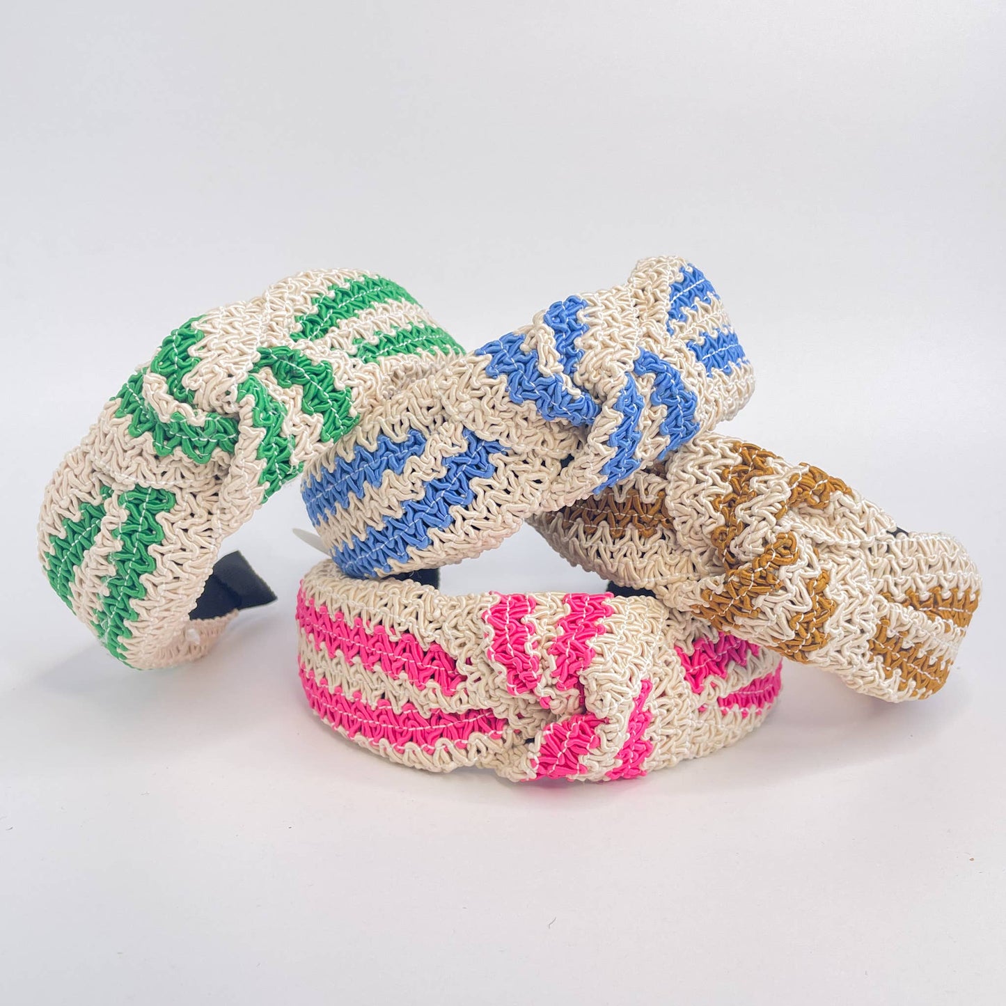 Two Tone Woven Straw Wide Knot Headband