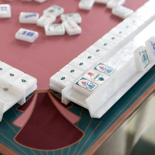 White Mother of Pearl Deco Mahjong Tiles