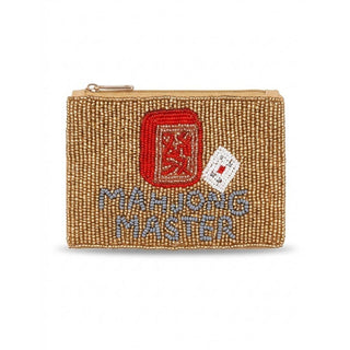 Mahjong Master Tiles Beaded Coin Pouch: GOLD