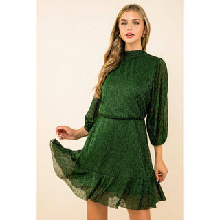 Cecille Metallic Mesh Dress
