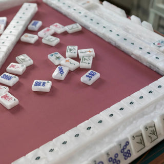 White Mother of Pearl Deco Mahjong Tiles