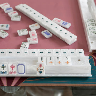 White Mother of Pearl Deco Mahjong Tiles