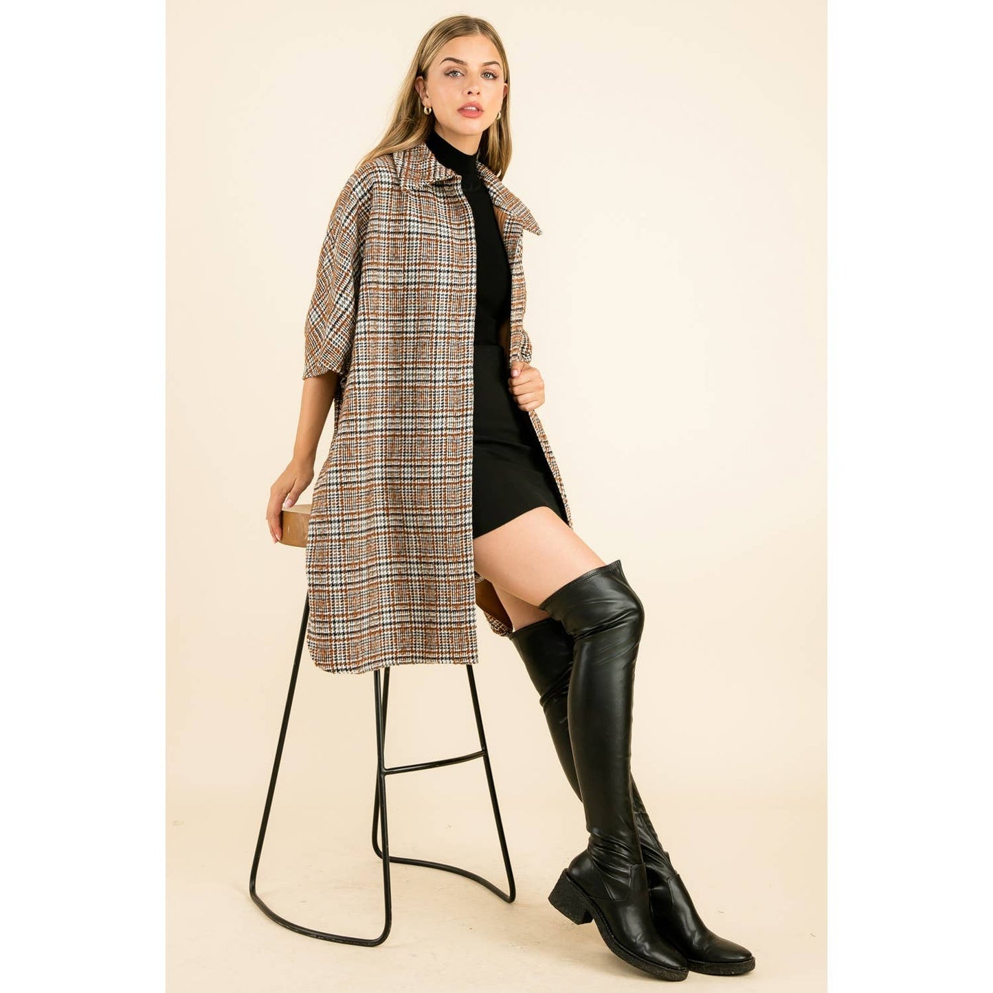 Myra Plaid Long Coat