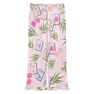 Mahjong Ruffle Pajama Pants | Soft Lounge Pants PJS Palm: White / 2XL