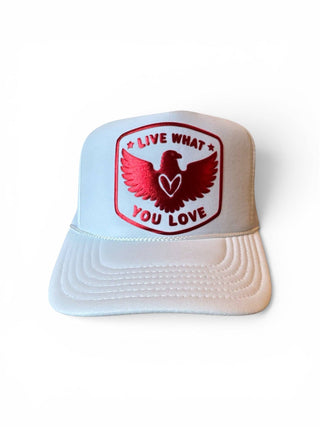 Heart of an Eagle Trucker: TAN - GOLD METALLIC