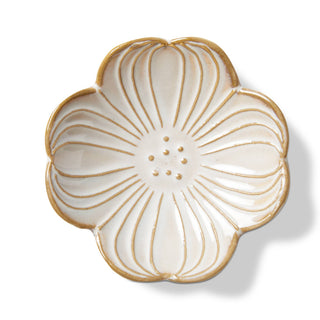 Cornus Flower Trinket Dish White Stoneware Everyday