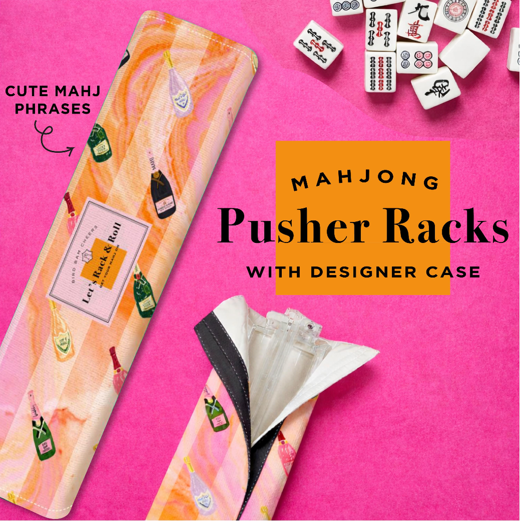 Mahjong Rack Set with Pushers | Champagne Collection – Wildflower and Rose
