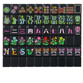 Black Butterfly Mahjong Tile Set
